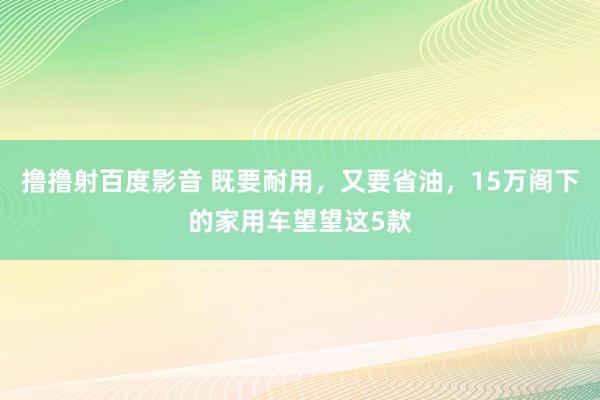 撸撸射百度影音 既要耐用，又要省油，15万阁下的家用车望望这5款