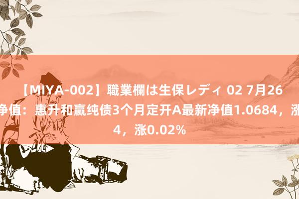 【MIYA-002】職業欄は生保レディ 02 7月26日基金净值：惠升和赢纯债3个月定开A最新净值1.0684，涨0.02%