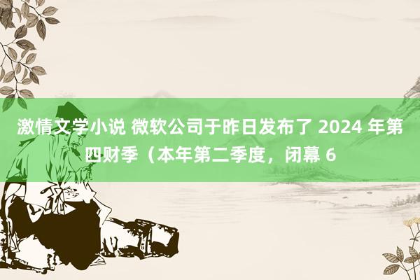 激情文学小说 微软公司于昨日发布了 2024 年第四财季（本年第二季度，闭幕 6