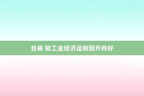 丝袜 轻工业经济运转回升向好