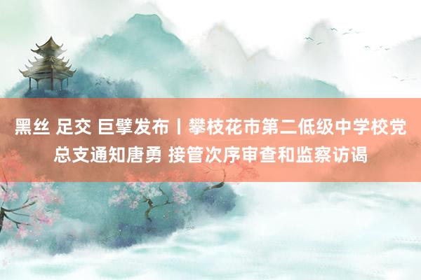 黑丝 足交 巨擘发布丨攀枝花市第二低级中学校党总支通知唐勇 接管次序审查和监察访谒